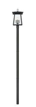 Z-LITE RAINER 4 LIGHT OUTDOOR POST MOUNTED FIXTURE | 5015PHBR-5009P96-BK - Post