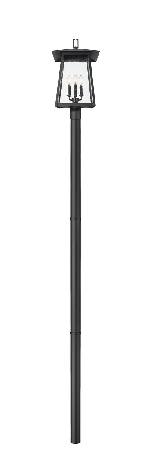 Z-LITE RAINER 4 LIGHT OUTDOOR POST MOUNTED FIXTURE | 5015PHBR-5009P96-BK - Post