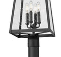 Z-LITE RAINER 4 LIGHT OUTDOOR POST MOUNTED FIXTURE | 5015PHBR-5009P96-BK - Post