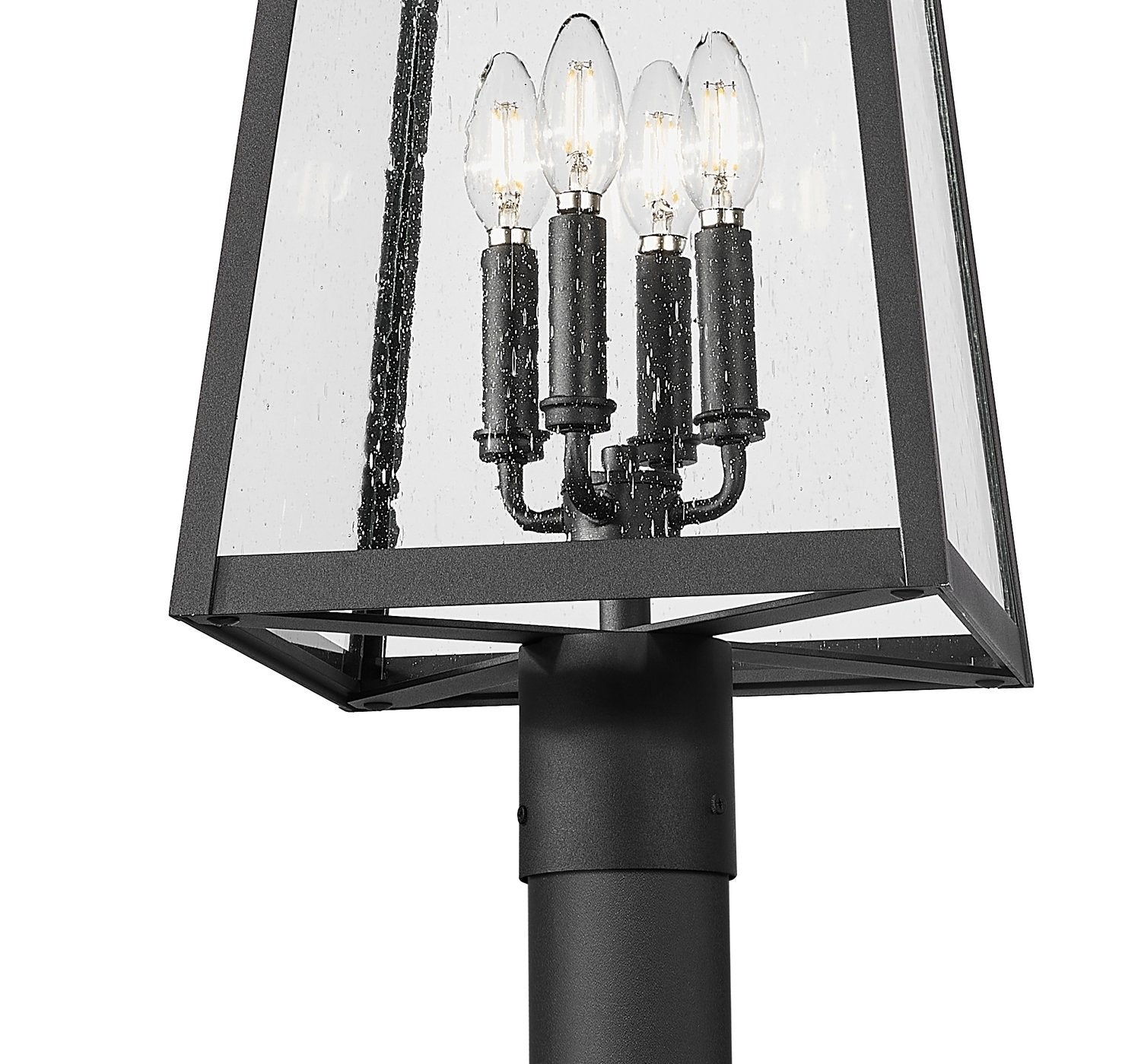 Z-LITE RAINER 4 LIGHT OUTDOOR POST MOUNTED FIXTURE | 5015PHBR-5009P96-BK - Post
