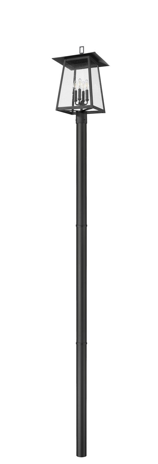 Z-LITE RAINER 4 LIGHT OUTDOOR POST MOUNTED FIXTURE | 5015PHBR-5009P96-BK - Post