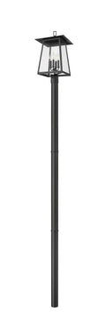 Z-LITE RAINER 4 LIGHT OUTDOOR POST MOUNTED FIXTURE | 5015PHBR-5009P96-BK - Post