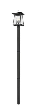 Z-LITE RAINER 4 LIGHT OUTDOOR POST MOUNTED FIXTURE | 5015PHBR-5009P96-BK - Post