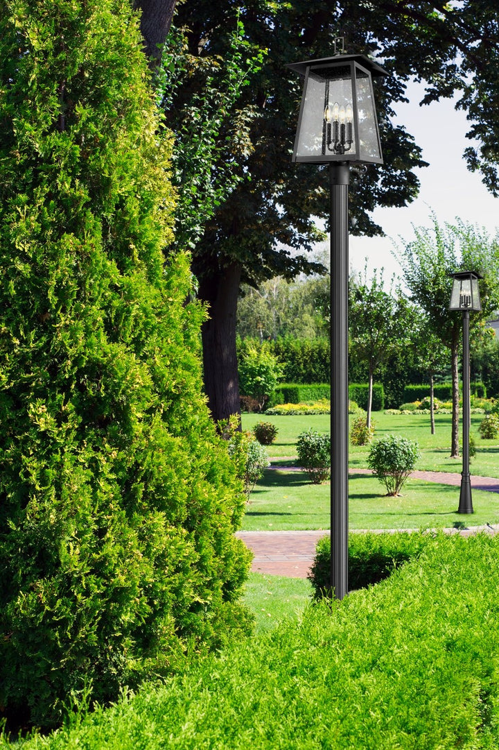 Z-LITE RAINER 4 LIGHT OUTDOOR POST MOUNTED FIXTURE | 5015PHBR-5011P-BK - Post