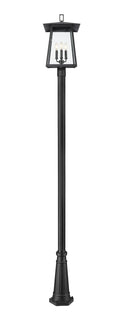 Z-LITE RAINER 4 LIGHT OUTDOOR POST MOUNTED FIXTURE | 5015PHBR-5011P-BK - Post