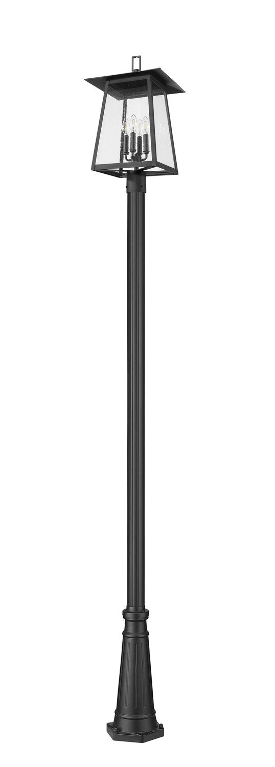 Z-LITE RAINER 4 LIGHT OUTDOOR POST MOUNTED FIXTURE | 5015PHBR-5011P-BK - Post