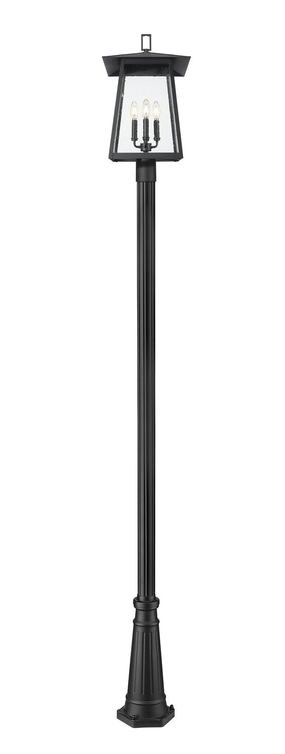 Z-LITE RAINER 4 LIGHT OUTDOOR POST MOUNTED FIXTURE | 5015PHBR-5011P-BK - Post