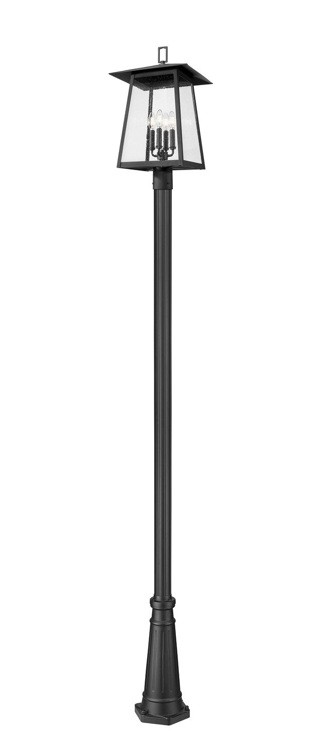 Z-LITE RAINER 4 LIGHT OUTDOOR POST MOUNTED FIXTURE | 5015PHBR-5011P-BK - Post