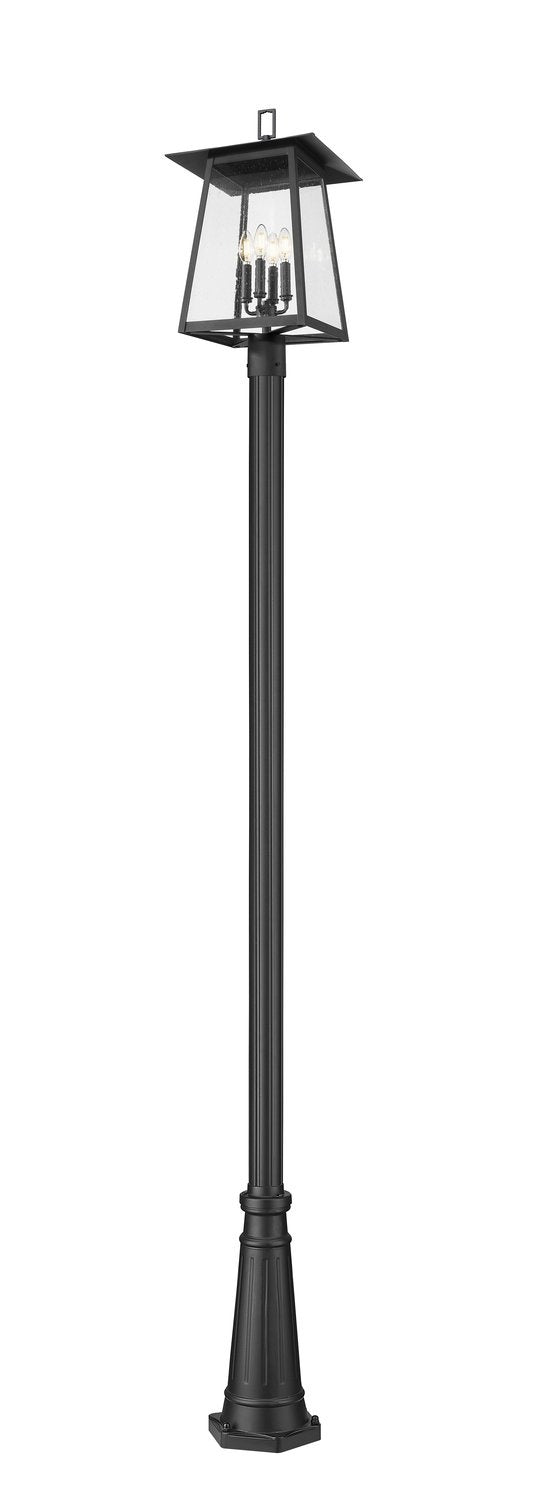 Z-LITE RAINER 4 LIGHT OUTDOOR POST MOUNTED FIXTURE | 5015PHBR-5011P-BK - Post