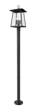 Z-LITE RAINER 4 LIGHT OUTDOOR POST MOUNTED FIXTURE | 5015PHBR-5012P-BK - Post