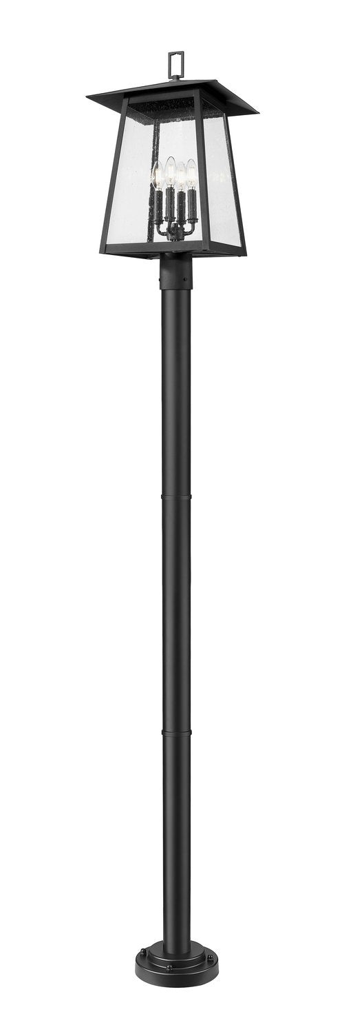 Z-LITE RAINER 4 LIGHT OUTDOOR POST MOUNTED FIXTURE | 5015PHBR-5012P-BK - Post