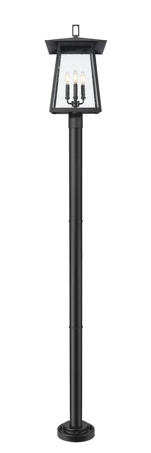 Z-LITE RAINER 4 LIGHT OUTDOOR POST MOUNTED FIXTURE | 5015PHBR-5012P-BK - Post