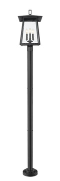 Z-LITE RAINER 4 LIGHT OUTDOOR POST MOUNTED FIXTURE | 5015PHBR-5012P-BK - Post