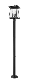 Z-LITE RAINER 4 LIGHT OUTDOOR POST MOUNTED FIXTURE | 5015PHBR-5012P-BK - Post
