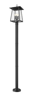 Z-LITE RAINER 4 LIGHT OUTDOOR POST MOUNTED FIXTURE | 5015PHBR-5012P-BK - Post