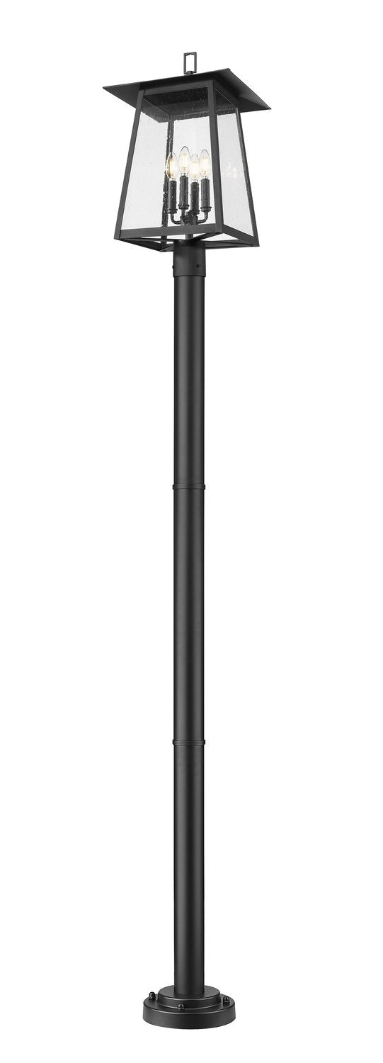 Z-LITE RAINER 4 LIGHT OUTDOOR POST MOUNTED FIXTURE | 5015PHBR-5012P-BK - Post