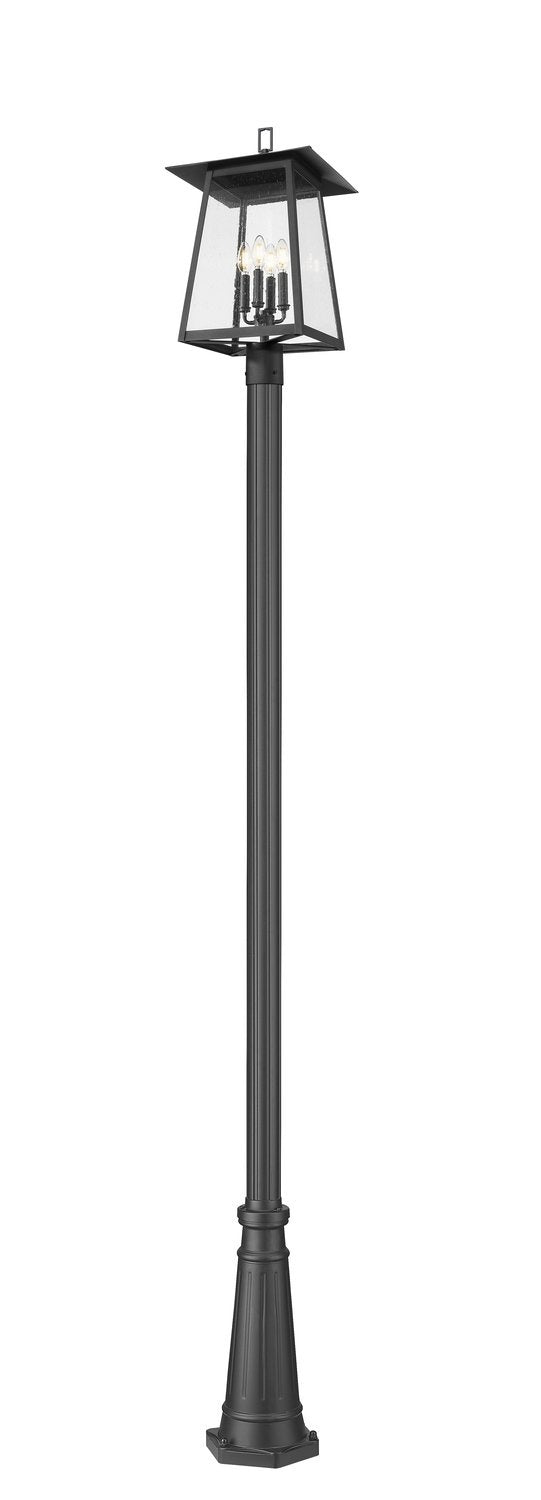 Z-LITE RAINER 4 LIGHT OUTDOOR POST MOUNTED FIXTURE | 5015PHBR-519P-BK - Post