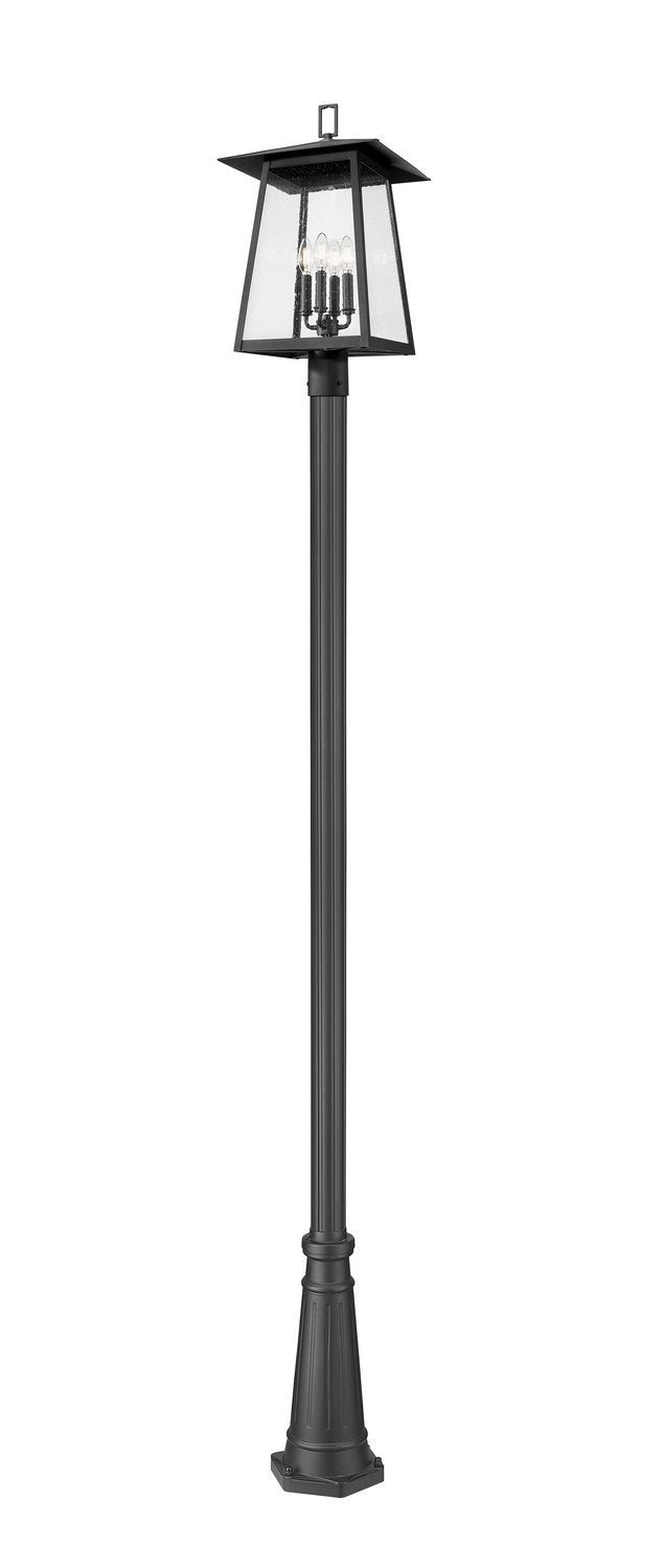 Z-LITE RAINER 4 LIGHT OUTDOOR POST MOUNTED FIXTURE | 5015PHBR-519P-BK - Post