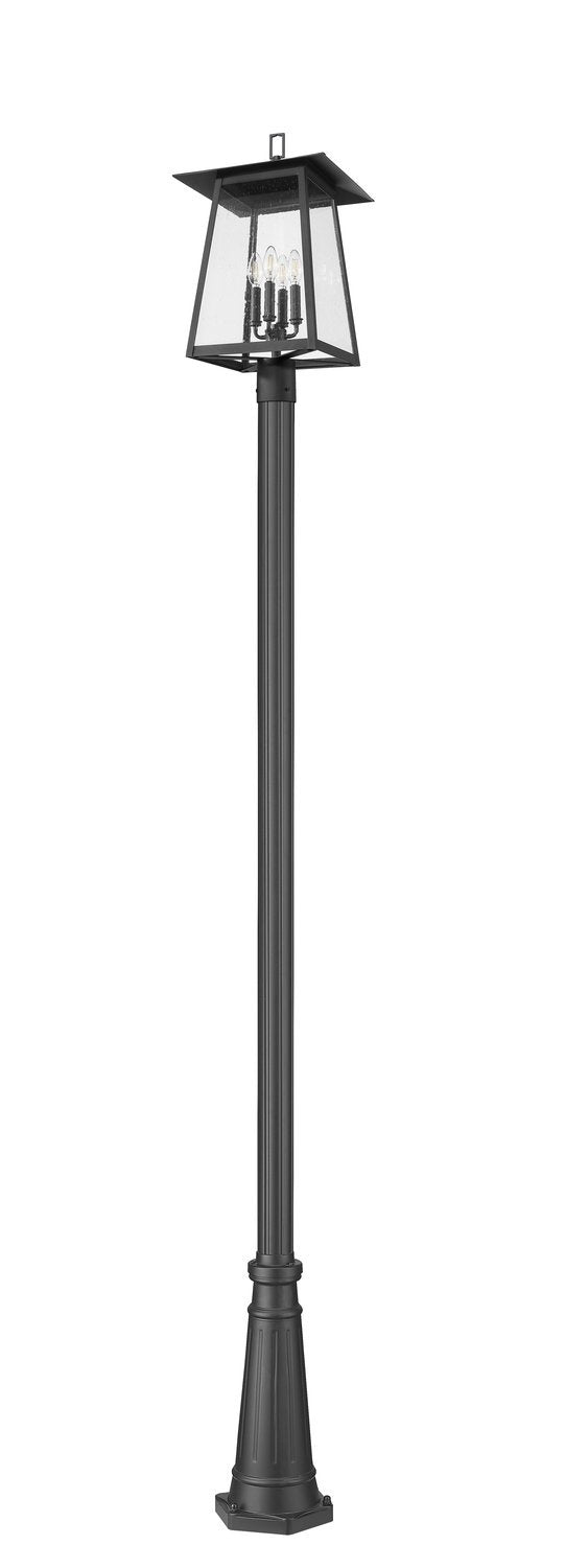 Z-LITE RAINER 4 LIGHT OUTDOOR POST MOUNTED FIXTURE | 5015PHBR-519P-BK - Post