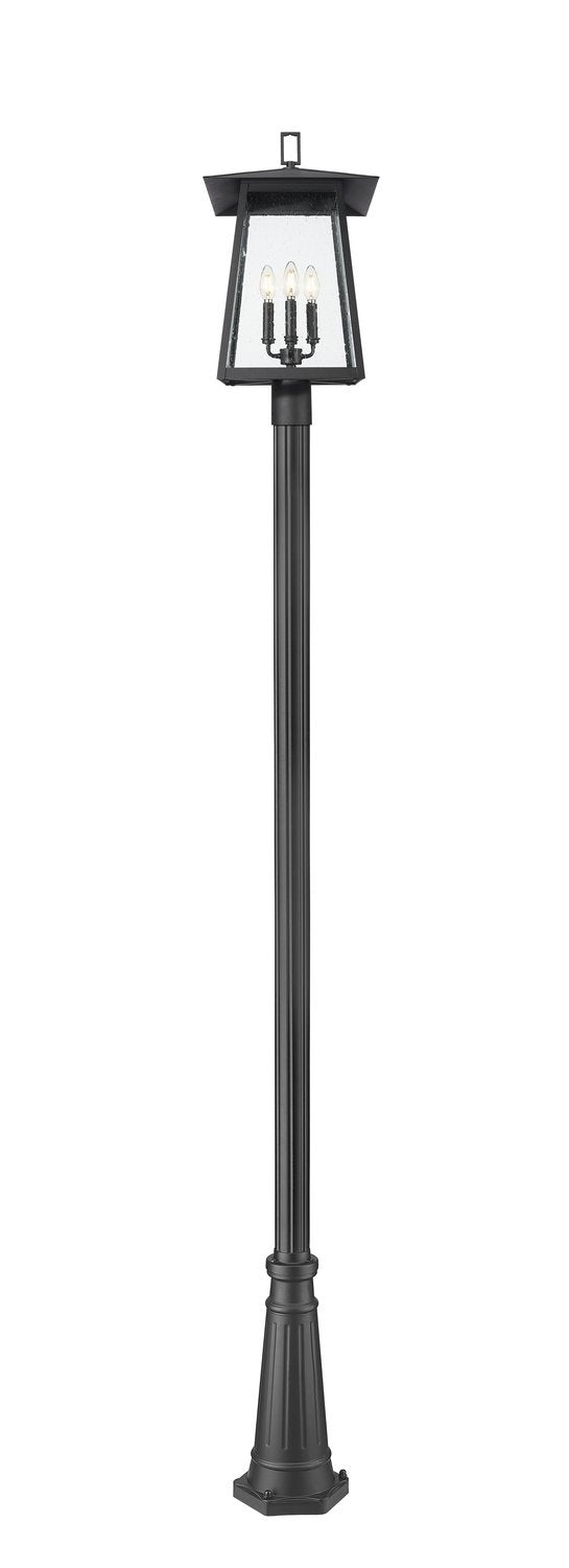 Z-LITE RAINER 4 LIGHT OUTDOOR POST MOUNTED FIXTURE | 5015PHBR-519P-BK - Post
