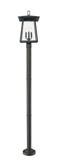 Z-LITE RAINER 4 LIGHT OUTDOOR POST MOUNTED FIXTURE | 5015PHBR-567P-BK - Post