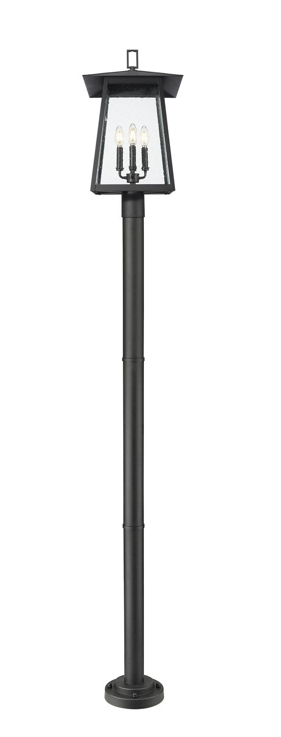 Z-LITE RAINER 4 LIGHT OUTDOOR POST MOUNTED FIXTURE | 5015PHBR-567P-BK - Post
