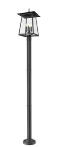 Z-LITE RAINER 4 LIGHT OUTDOOR POST MOUNTED FIXTURE | 5015PHBR-567P-BK - Post