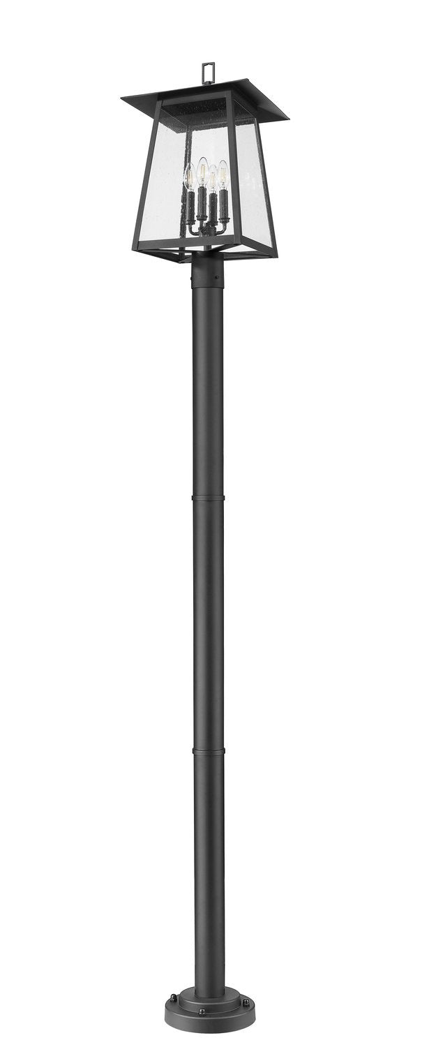 Z-LITE RAINER 4 LIGHT OUTDOOR POST MOUNTED FIXTURE | 5015PHBR-567P-BK - Post