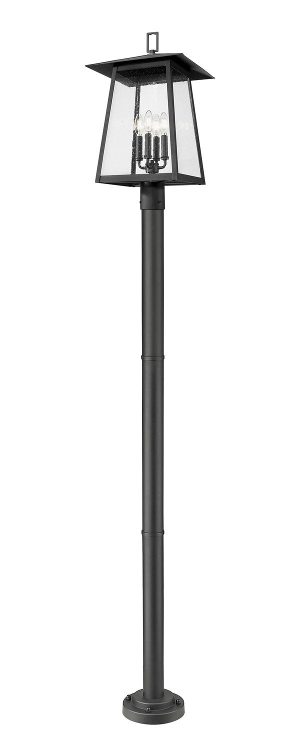 Z-LITE RAINER 4 LIGHT OUTDOOR POST MOUNTED FIXTURE | 5015PHBR-567P-BK - Post