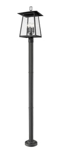 Z-LITE RAINER 4 LIGHT OUTDOOR POST MOUNTED FIXTURE | 5015PHBR-567P-BK - Post