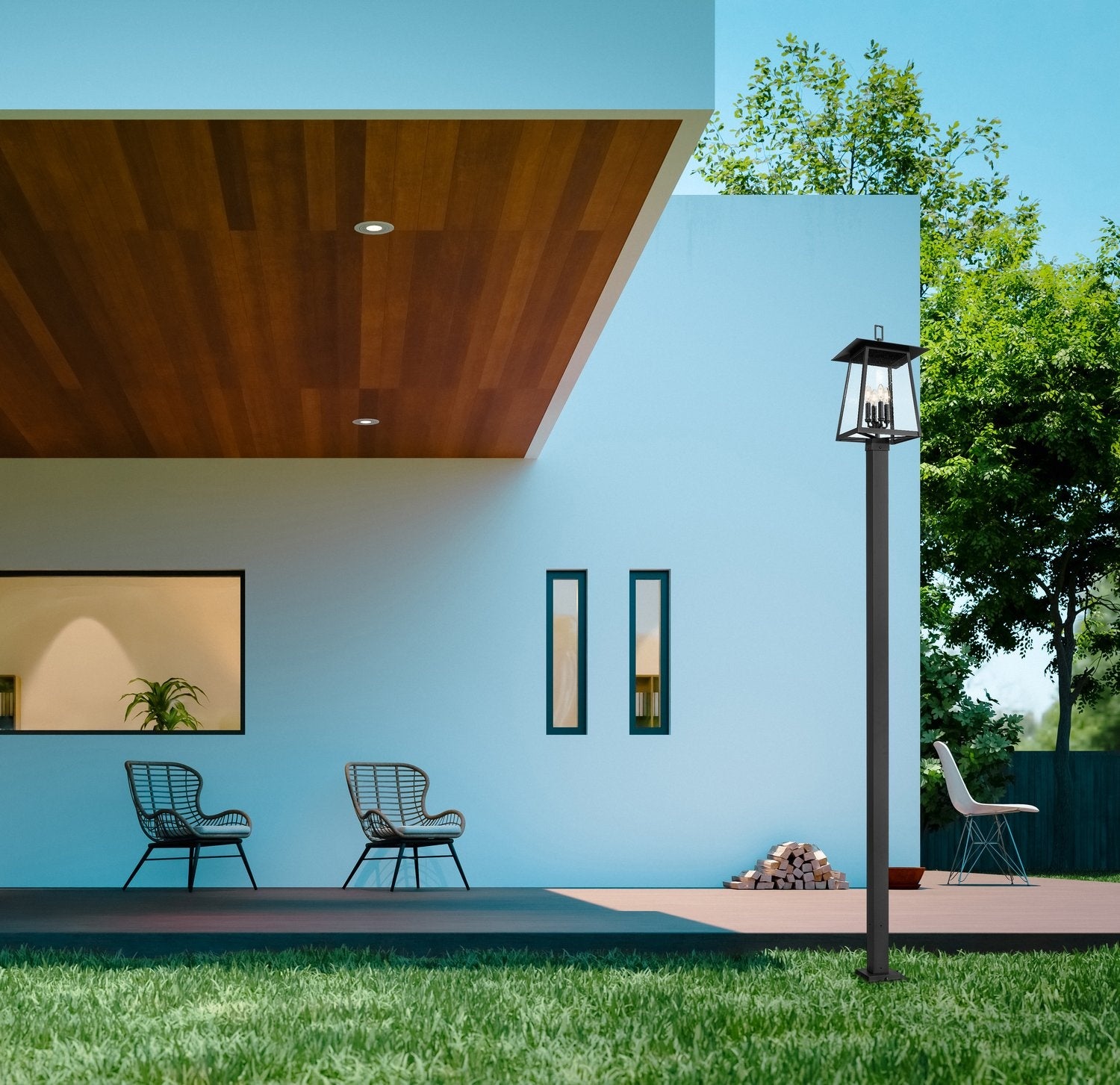 Z-LITE RAINER 4 LIGHT OUTDOOR POST MOUNTED FIXTURE | 5015PHBS-536P-BK - Post