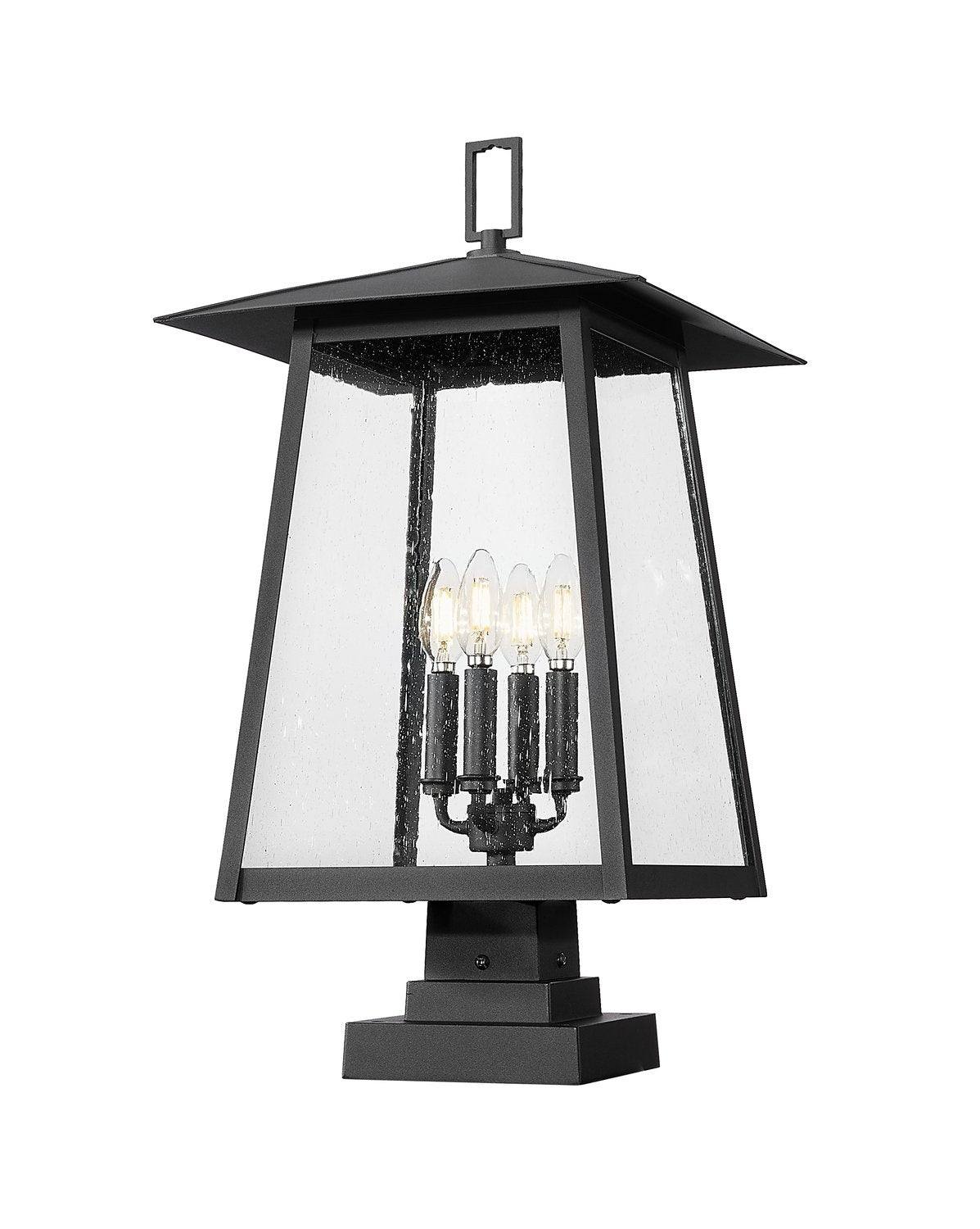 Z-LITE RAINER OUTDOOR PIER MOUNTED FIXTURE | 5015PHBS-SQPM-BK - Post