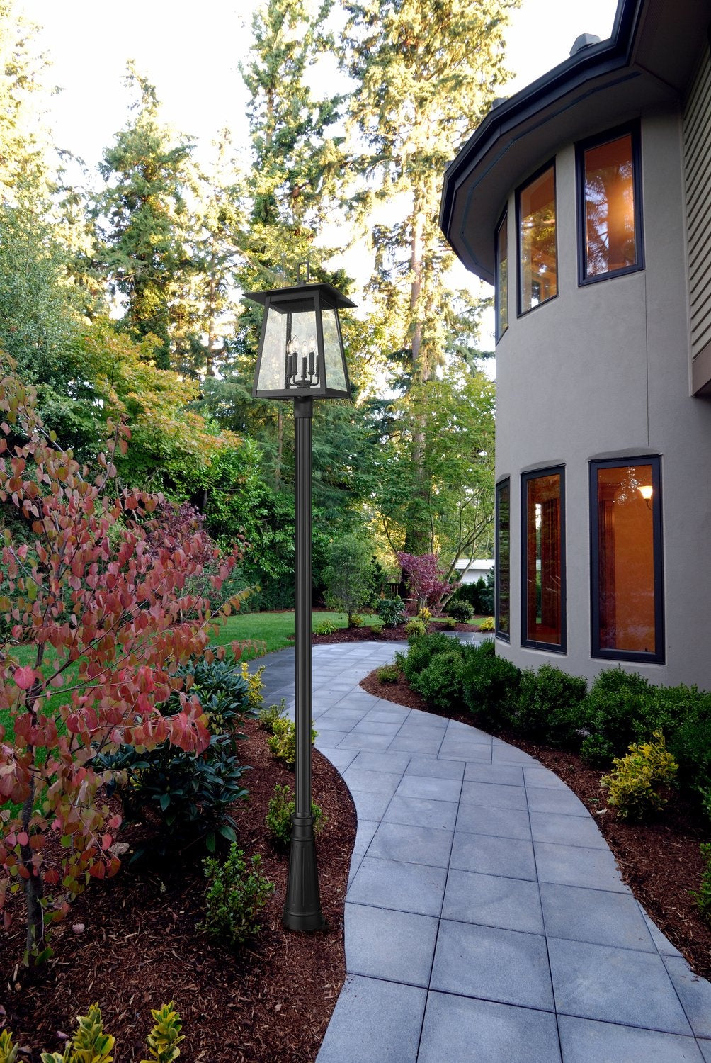 Z-LITE RAINER 5 LIGHT OUTDOOR POST MOUNTED FIXTURE | 5015PHXLR-5011P-BK - Post