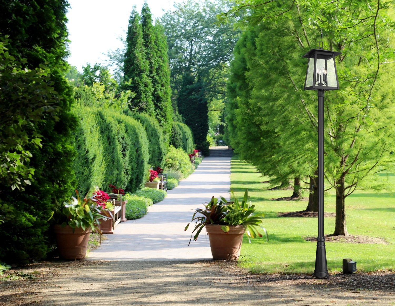 Z-LITE RAINER 5 LIGHT OUTDOOR POST MOUNTED FIXTURE | 5015PHXLR-5011P-BK - Post