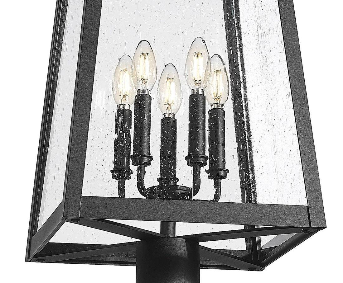 Z-LITE RAINER 5 LIGHT OUTDOOR POST MOUNTED FIXTURE | 5015PHXLR-519P-BK - Post
