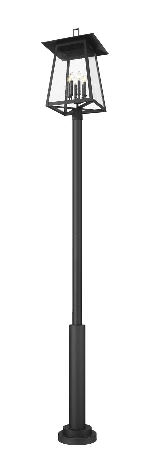 Z-LITE RAINER 6 LIGHT OUTDOOR POST MOUNTED FIXTURE | 5015PHXXLR-5010P-BK - Post
