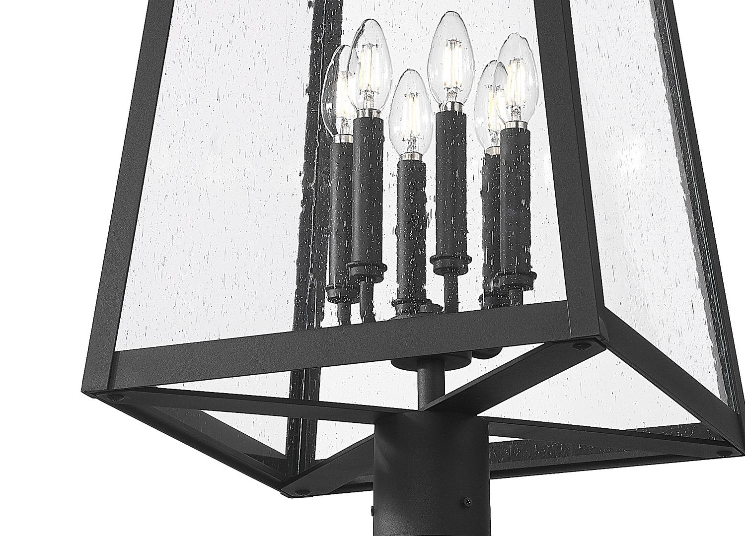 Z-LITE RAINER 6 LIGHT OUTDOOR POST MOUNTED FIXTURE | 5015PHXXLR-5010P-BK - Post