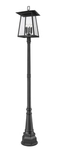 Z-LITE RAINER 6 LIGHT OUTDOOR POST MOUNTED FIXTURE | 5015PHXXLR-564P-BK - Post