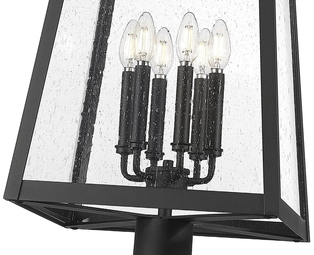 Z-LITE RAINER 6 LIGHT OUTDOOR POST MOUNTED FIXTURE | 5015PHXXLR-564P-BK - Post
