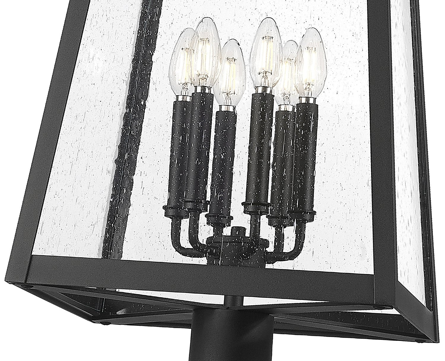 Z-LITE RAINER 6 LIGHT OUTDOOR POST MOUNTED FIXTURE | 5015PHXXLR-564P-BK - Post