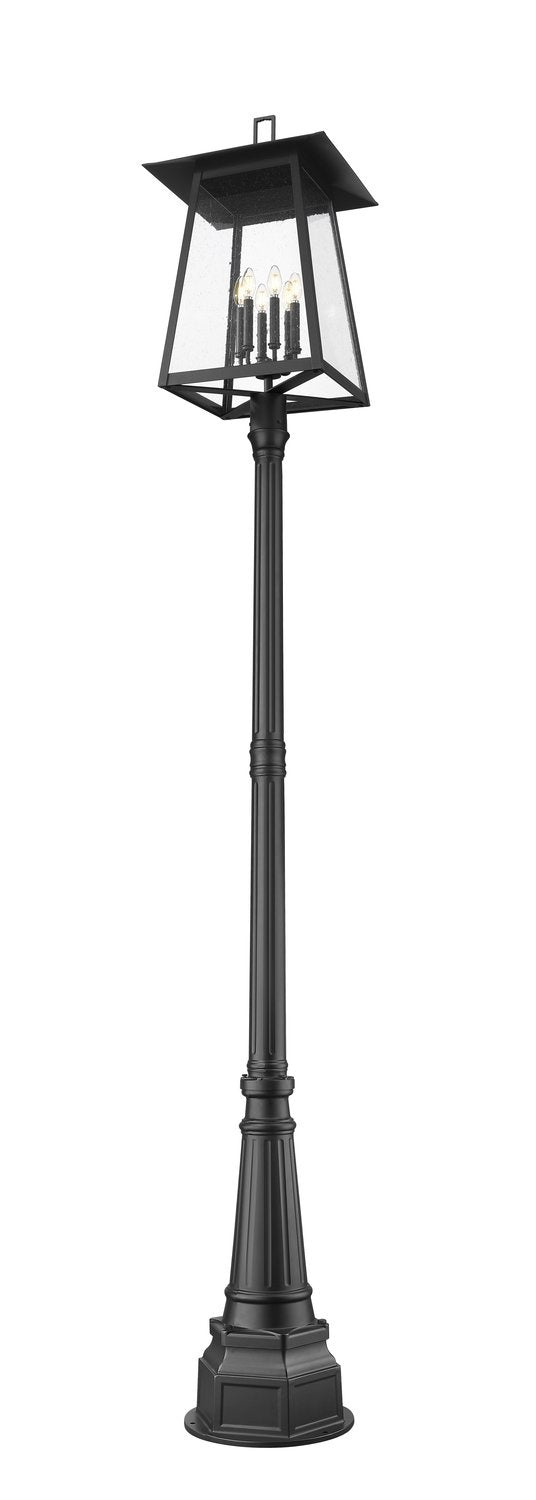 Z-LITE RAINER 6 LIGHT OUTDOOR POST MOUNTED FIXTURE | 5015PHXXLR-564P-BK - Post