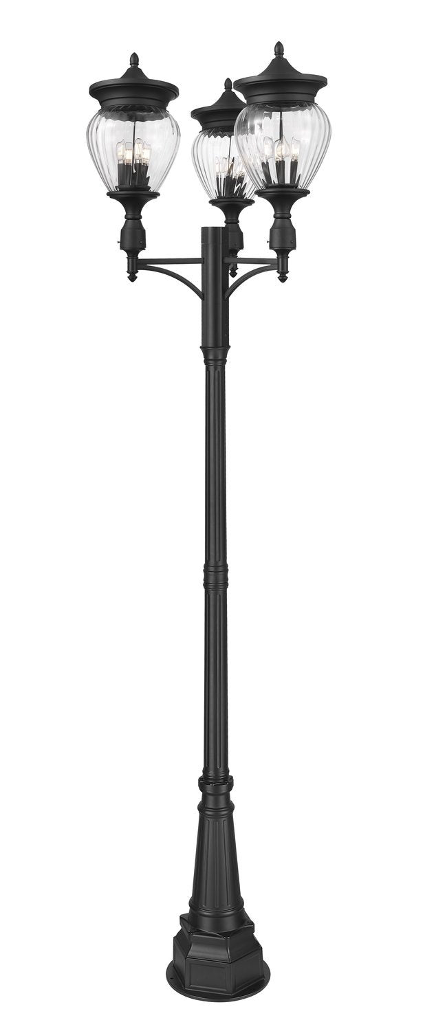 Z-LITE DAVINA 4 LIGHT OUTDOOR POST MOUNTED FIXTURE | 5016PHBR-3-564P-BK - Post
