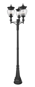 Z-LITE DAVINA 4 LIGHT OUTDOOR POST MOUNTED FIXTURE | 5016PHBR-3-564P-BK - Post