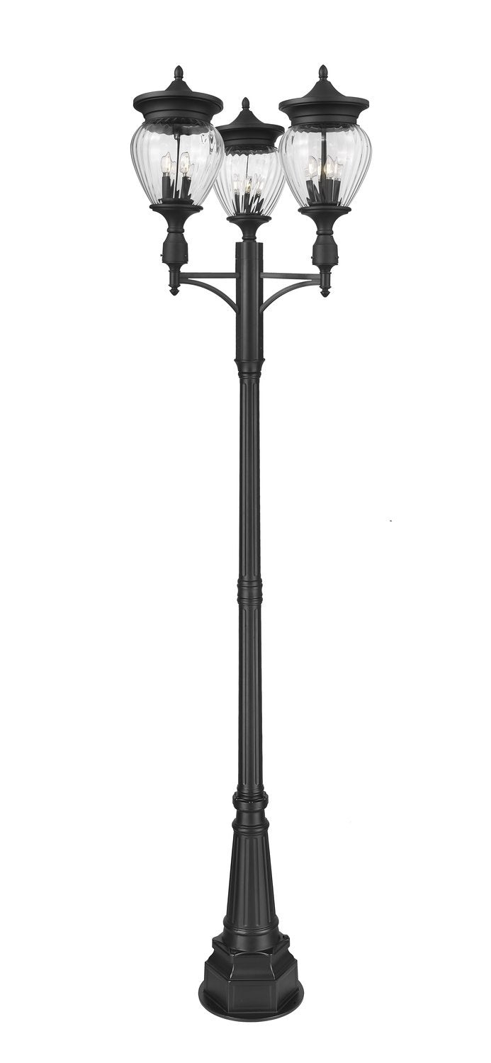 Z-LITE DAVINA 4 LIGHT OUTDOOR POST MOUNTED FIXTURE | 5016PHBR-3-564P-BK - Post