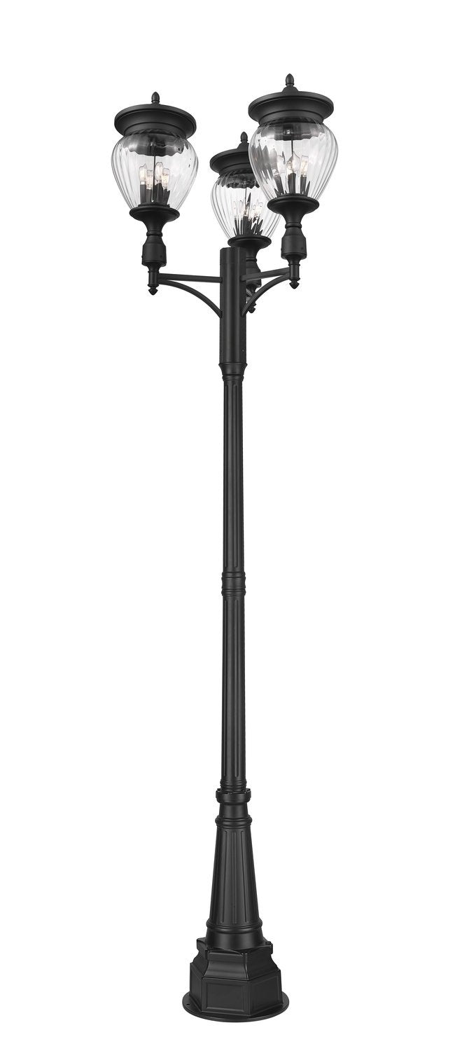 Z-LITE DAVINA 4 LIGHT OUTDOOR POST MOUNTED FIXTURE | 5016PHBR-3-564P-BK - Post