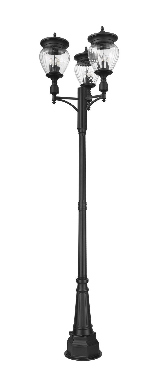 Z-LITE DAVINA 4 LIGHT OUTDOOR POST MOUNTED FIXTURE | 5016PHBR-3-564P-BK - Post