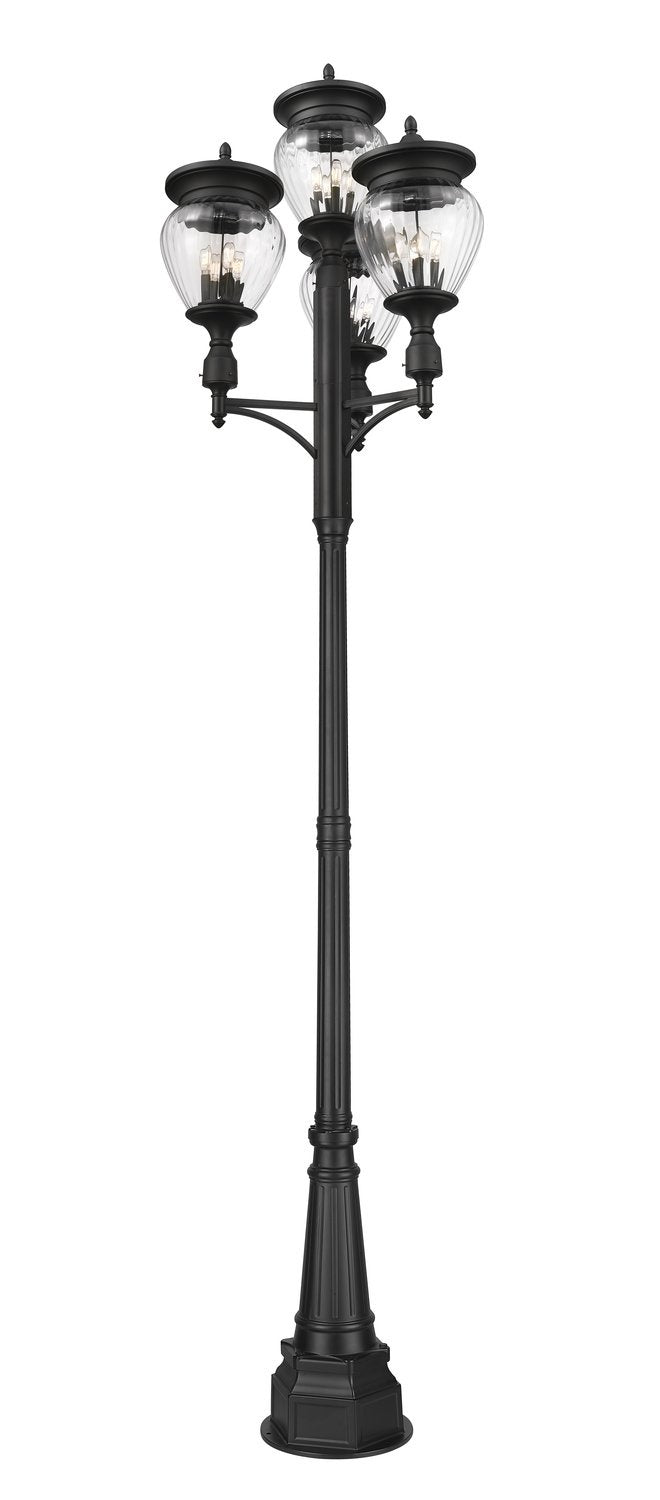 Z-LITE DAVINA 4 LIGHT OUTDOOR POST MOUNTED FIXTURE | 5016PHBR-4-564P-BK - Post