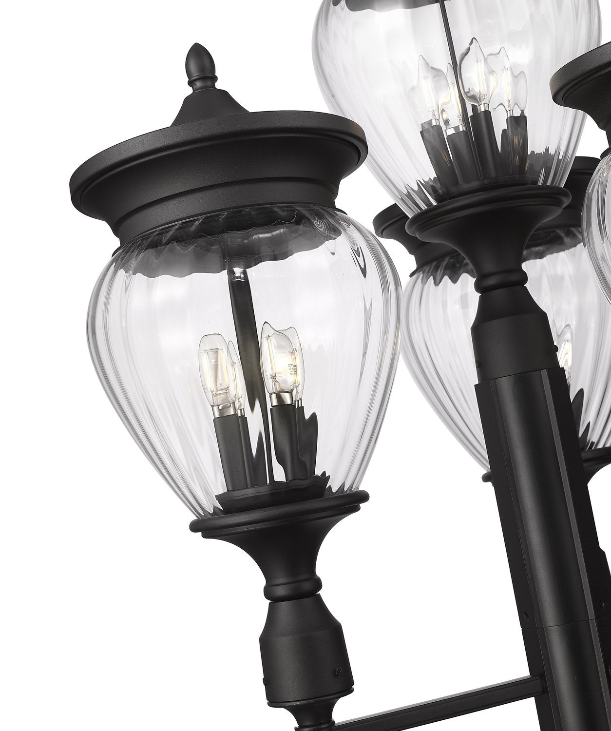 Z-LITE DAVINA 4 LIGHT OUTDOOR POST MOUNTED FIXTURE | 5016PHBR-4-564P-BK - Post