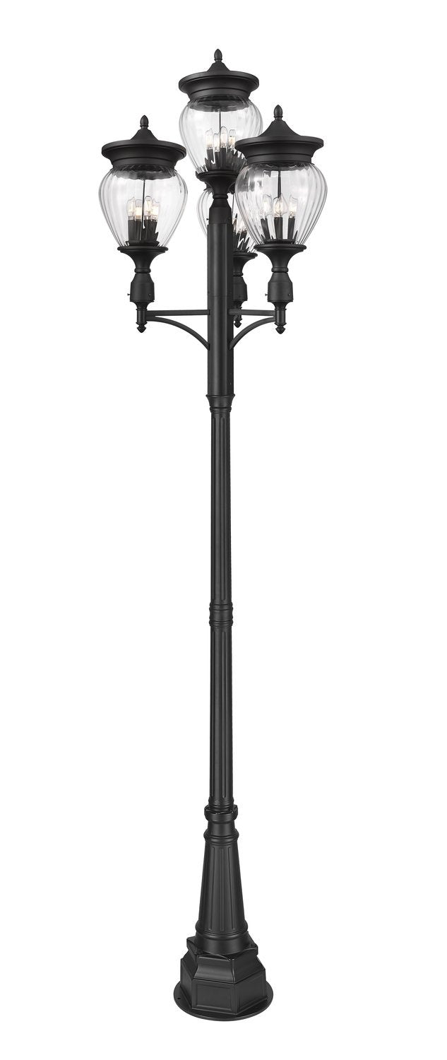 Z-LITE DAVINA 4 LIGHT OUTDOOR POST MOUNTED FIXTURE | 5016PHBR-4-564P-BK - Post