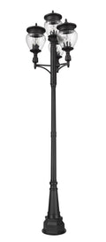 Z-LITE DAVINA 4 LIGHT OUTDOOR POST MOUNTED FIXTURE | 5016PHBR-4-564P-BK - Post